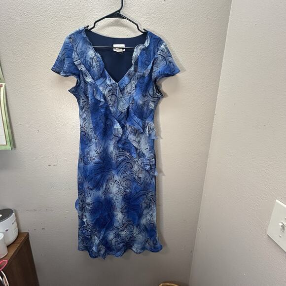 Robbie Bee Dress Sz 16 Paisley Ruffle 90s Y2K Fairy Night Out Cocktail Party - Picture 1 of 9